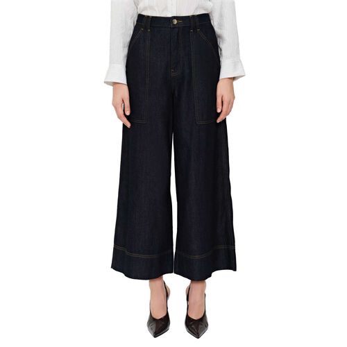 Veronika Maine Tencel Denim Wide Cropped Pant